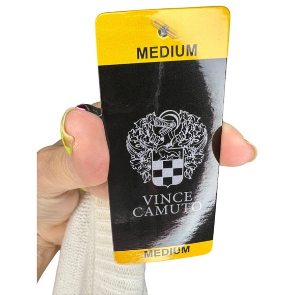 Vince Camuto Women's Holiday Cheers Sweater Cream Gold Medium New - Picture 4 of 8